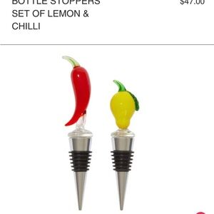 BOTTLE STOPPERS SET OF LEMON & CHILLI
Limited Edition!